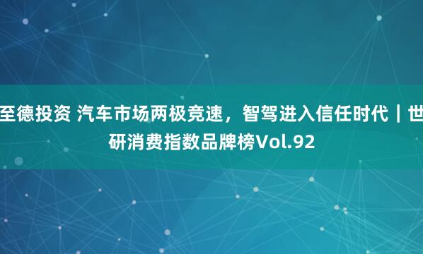 至德投资 汽车市场两极竞速，智驾进入信任时代｜世研消费指数品牌榜Vol.92